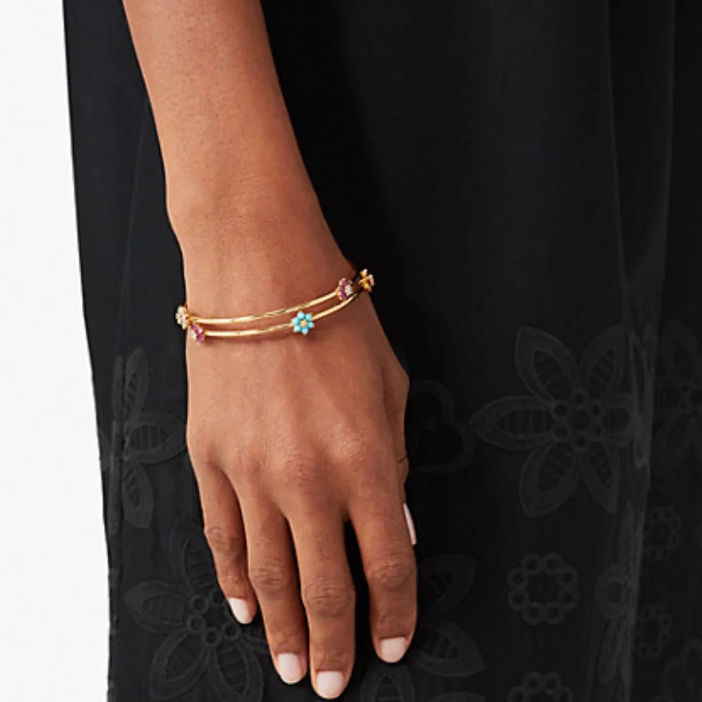 $78 Kate Spade Myosotis Flower Bangle Bracelet Set of 2 - Picture 2 of 6